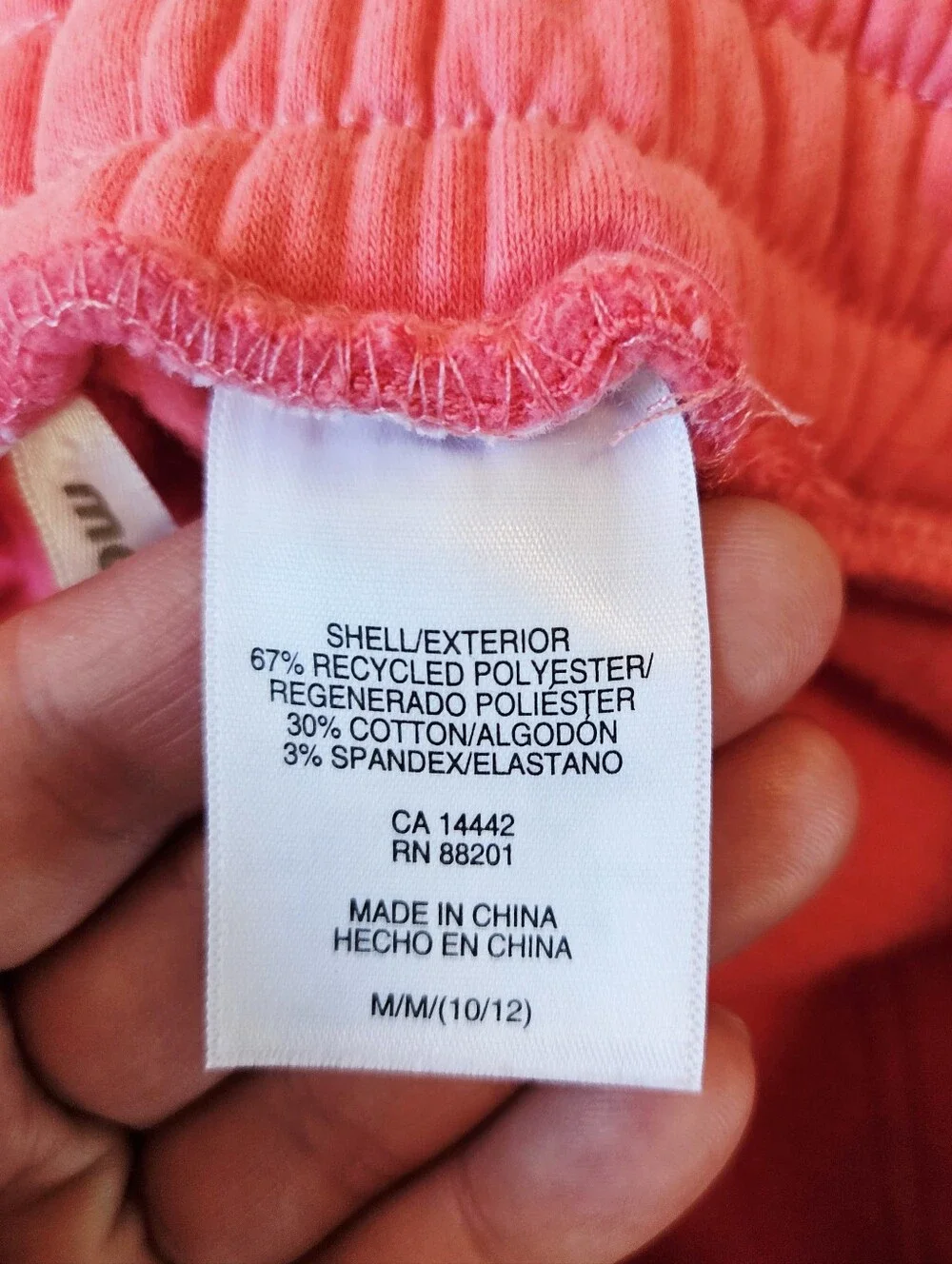 Mondetta Girl's Youth Fleece Jogger Pants Coral / Pink Size M 10-12